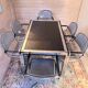 Chrome dining room set, La Metal Arredo and Moltoni&Co, 6 chrome chairs and table, Italy