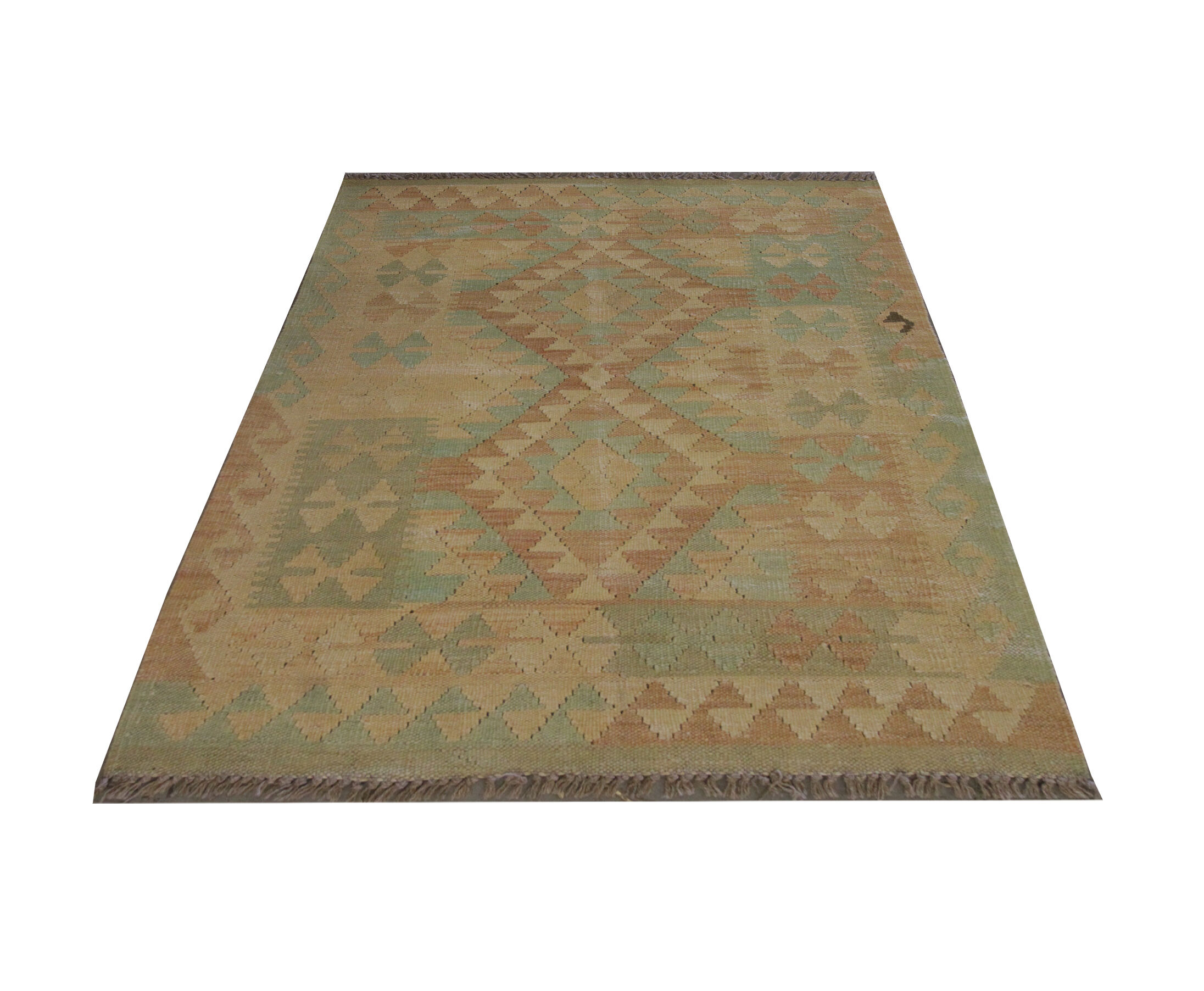 Handmade Cream Wool Kilim Traditional geometric Oriental Area Rug- 83x105cm