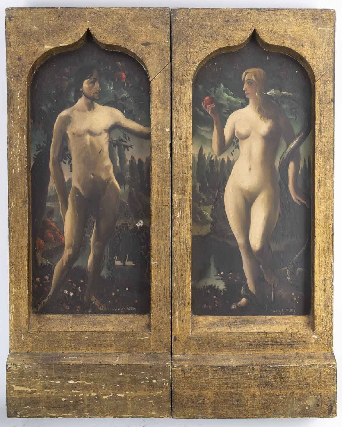 Marcel Gillis (Belgium, 20th century) Adam and Eve, 1931 Diptych
