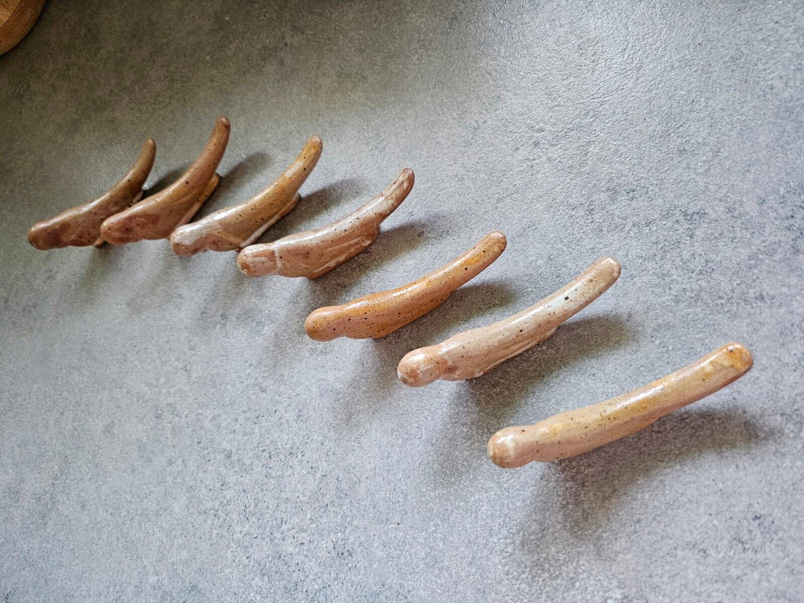 Set of 7 stoneware knife rests - birds
