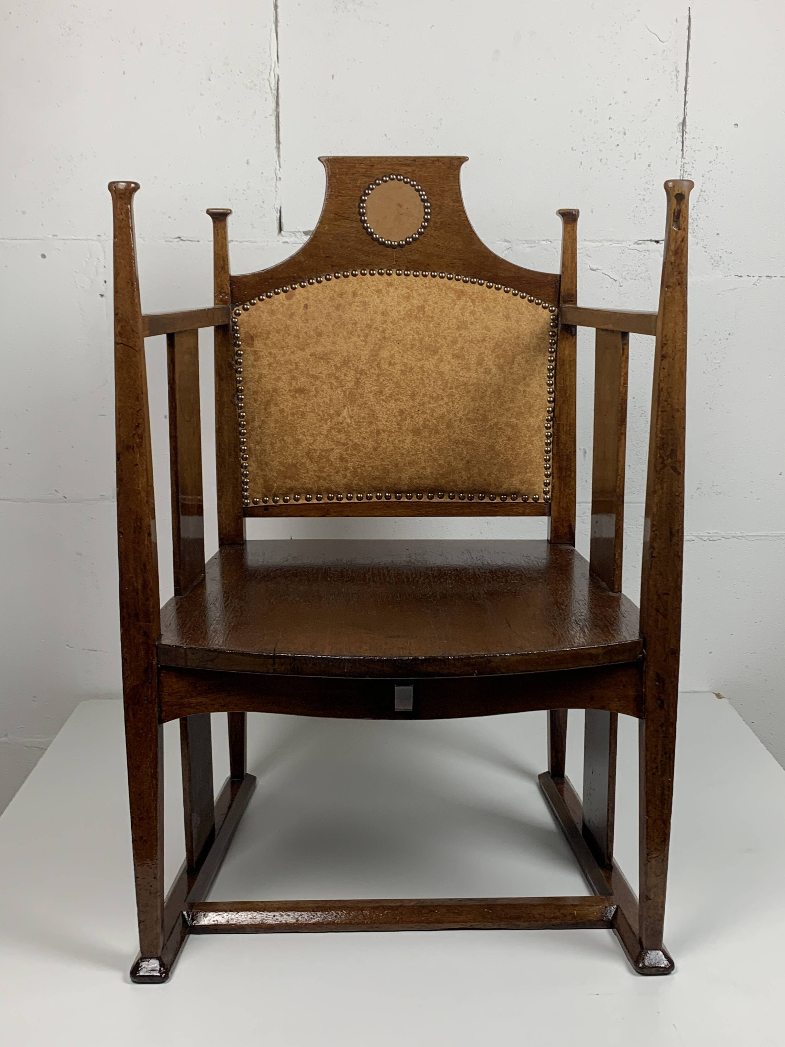 Chaise Arts and Crafts de William Birch par EG Punnett pour Liberty & Co. vers 1900