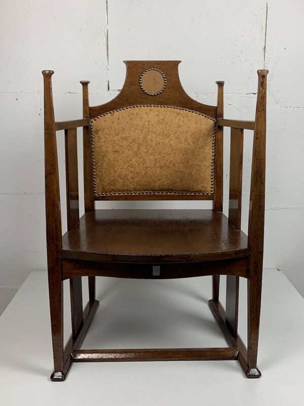Chaise Arts and Crafts de William Birch par EG Punnett pour Liberty & Co. vers 1900