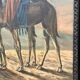 Grand Orientalist painting - the dromedaries and the Bedouins in the desert.