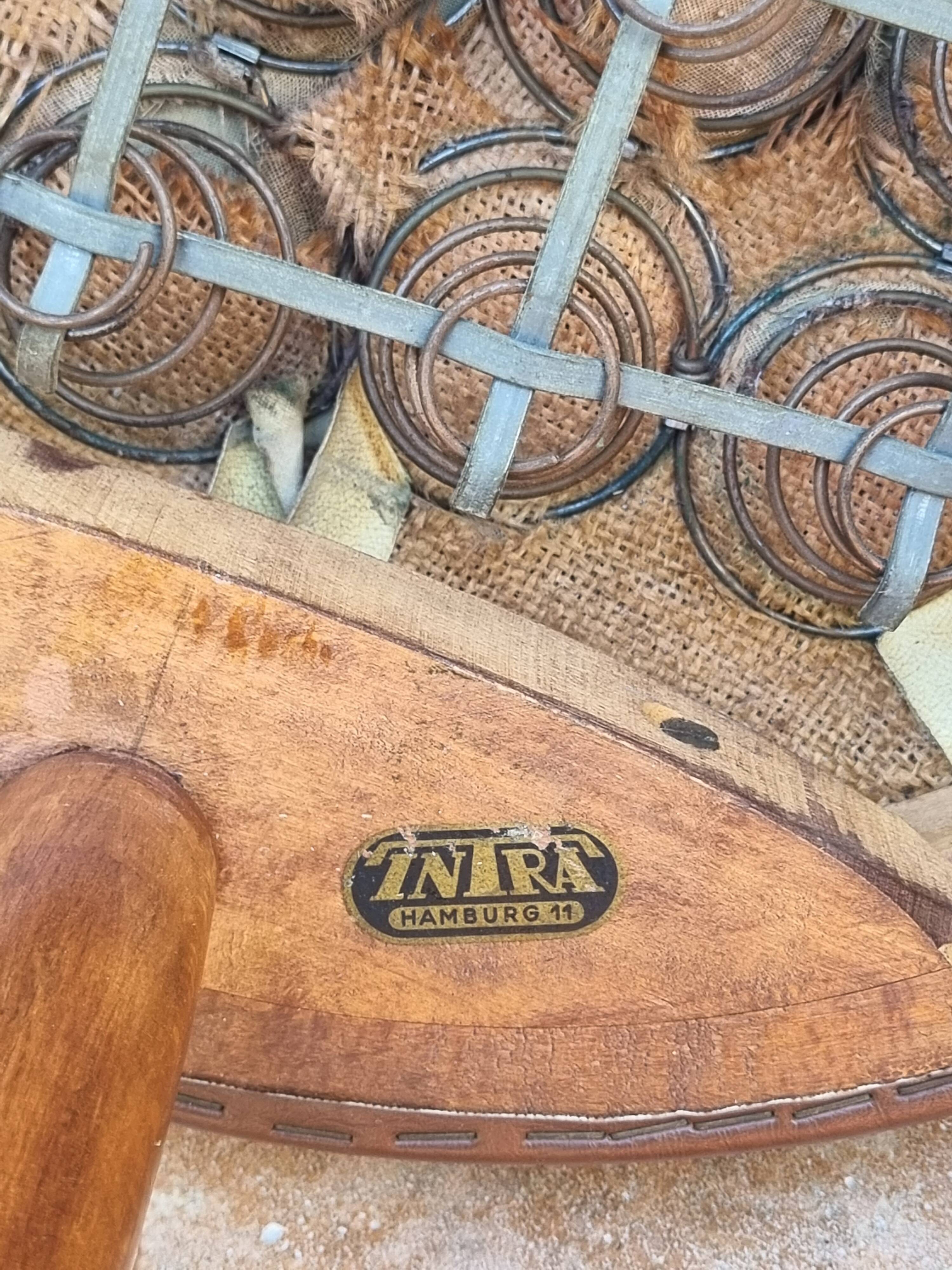 Vintage intra hamburg stool in skai, spring seat, 43 cm, 1950s