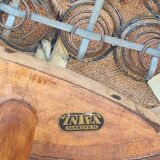 Vintage intra hamburg stool in skai, spring seat, 43 cm, 1950s