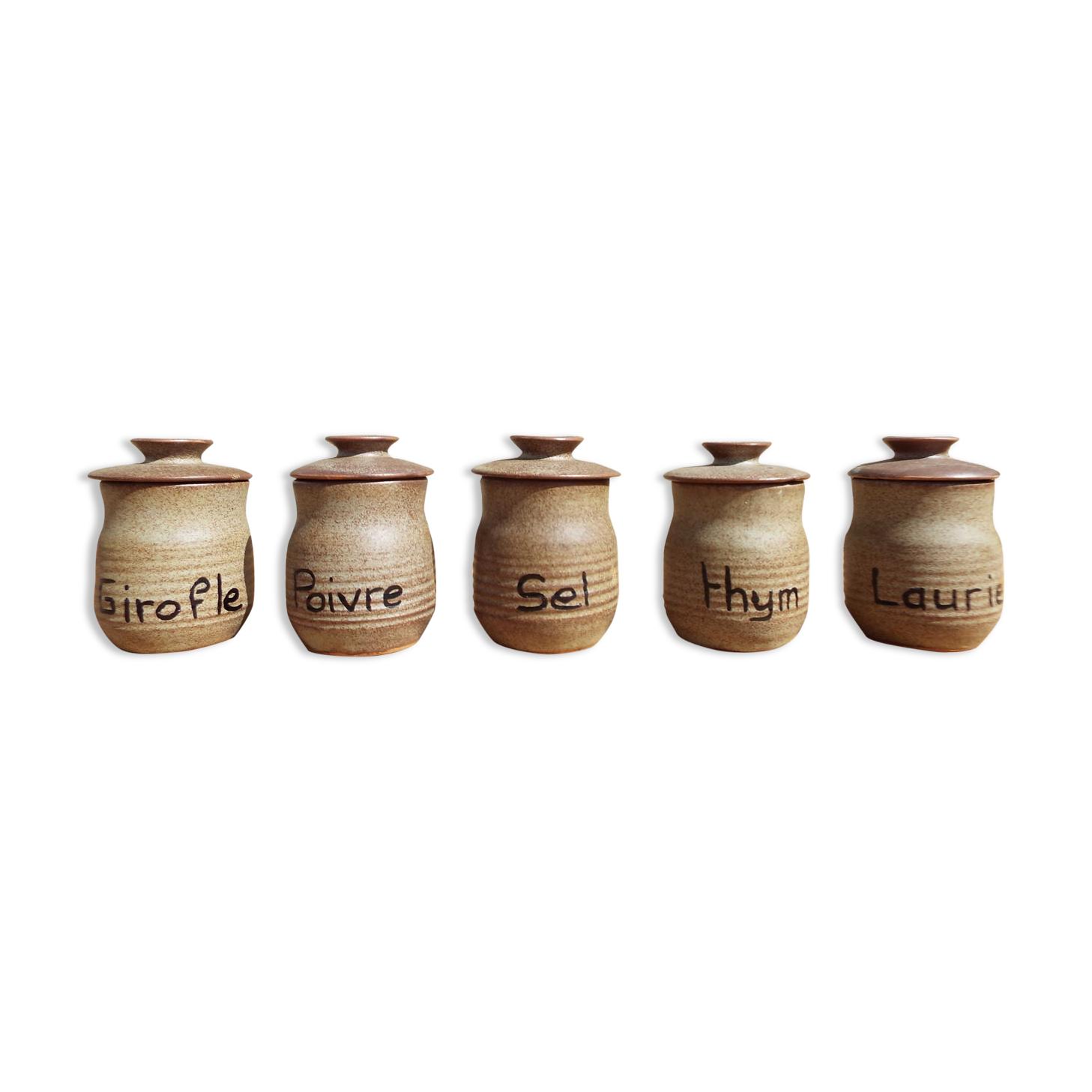 5 spice pots in Vallauris sandstone