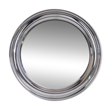 Vintage 1970s round wall mirror in chrome-plated metal, italian design