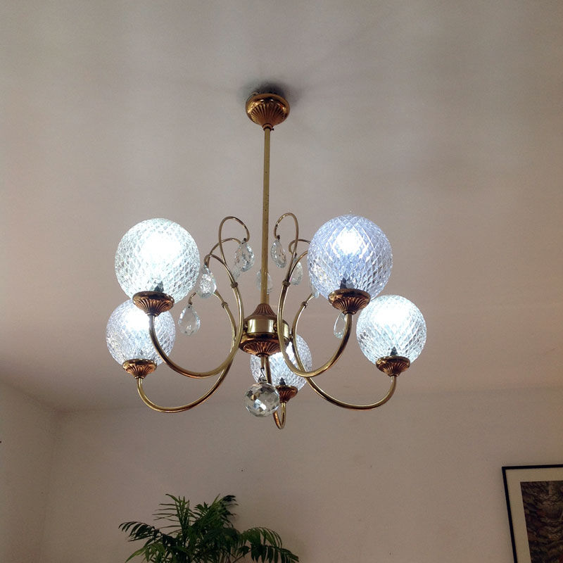 Glass and gold with stamps hanging lamp
