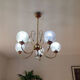 Glass and gold with stamps hanging lamp