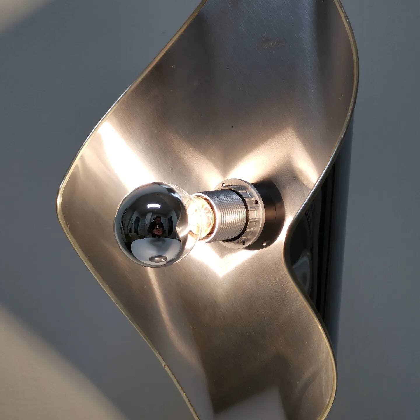 Table lamp, stainless steel and chrome-plated metal, Reggiani, 1970