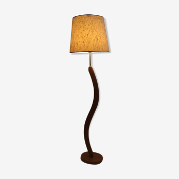 Lampadaire vintage en bois forme stylisée