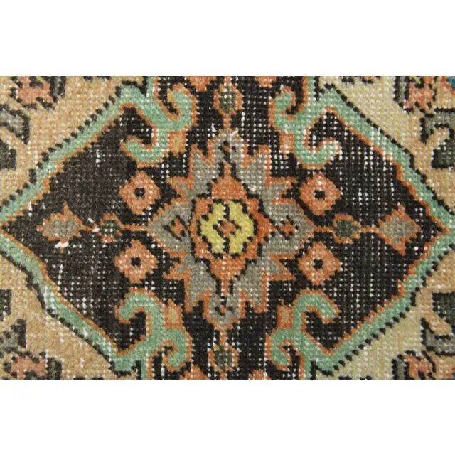 1970s Vintage Turkish Hand-Knotted Wool Cotton Orange Runner Rug 88x337