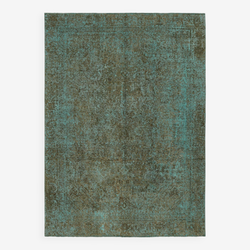 Tapis années 1970 232 cm x 319 cm de laine turquoise