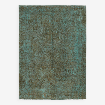 1970s 232 cm x 319 cm turquoise wool carpet