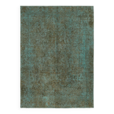 1970s 232 cm x 319 cm turquoise wool carpet