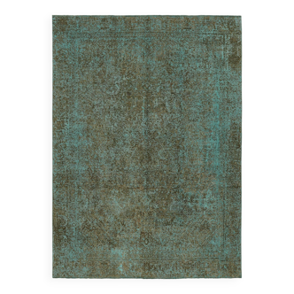 1970s 232 cm x 319 cm turquoise wool carpet