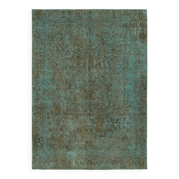 Tapis années 1970 232 cm x 319 cm de laine turquoise
