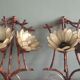 Pair of vintage appliques in metal and mother-of-Pearl