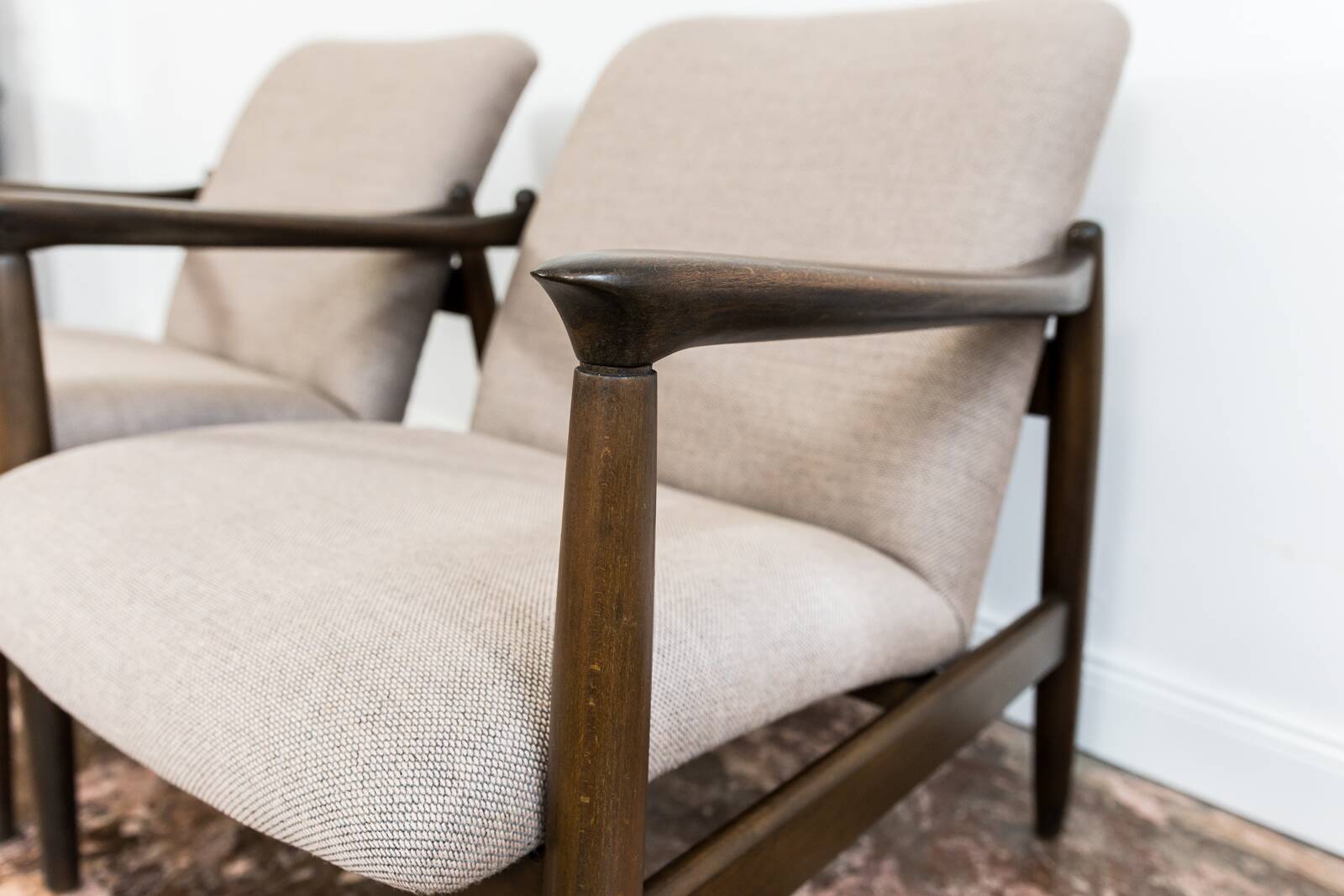 Kvadrat Customizable Pair Of Restored Mid Century Armchairs, 1960's