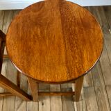 Pair of high stools / bar varnished wood 60-70s