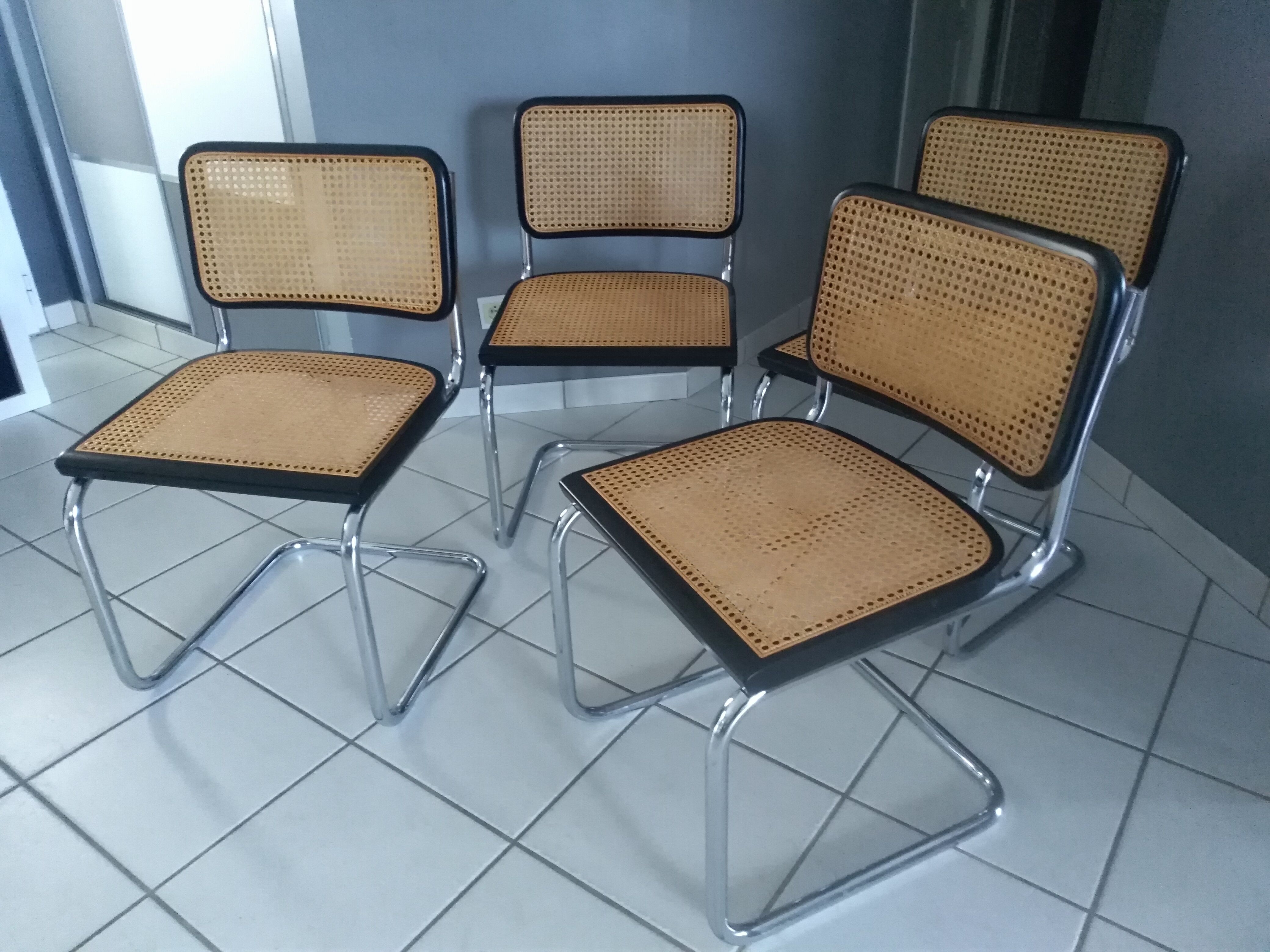 Suite of 4 chairs Cesca B32 by Marcel Breuer vintage year 1992
