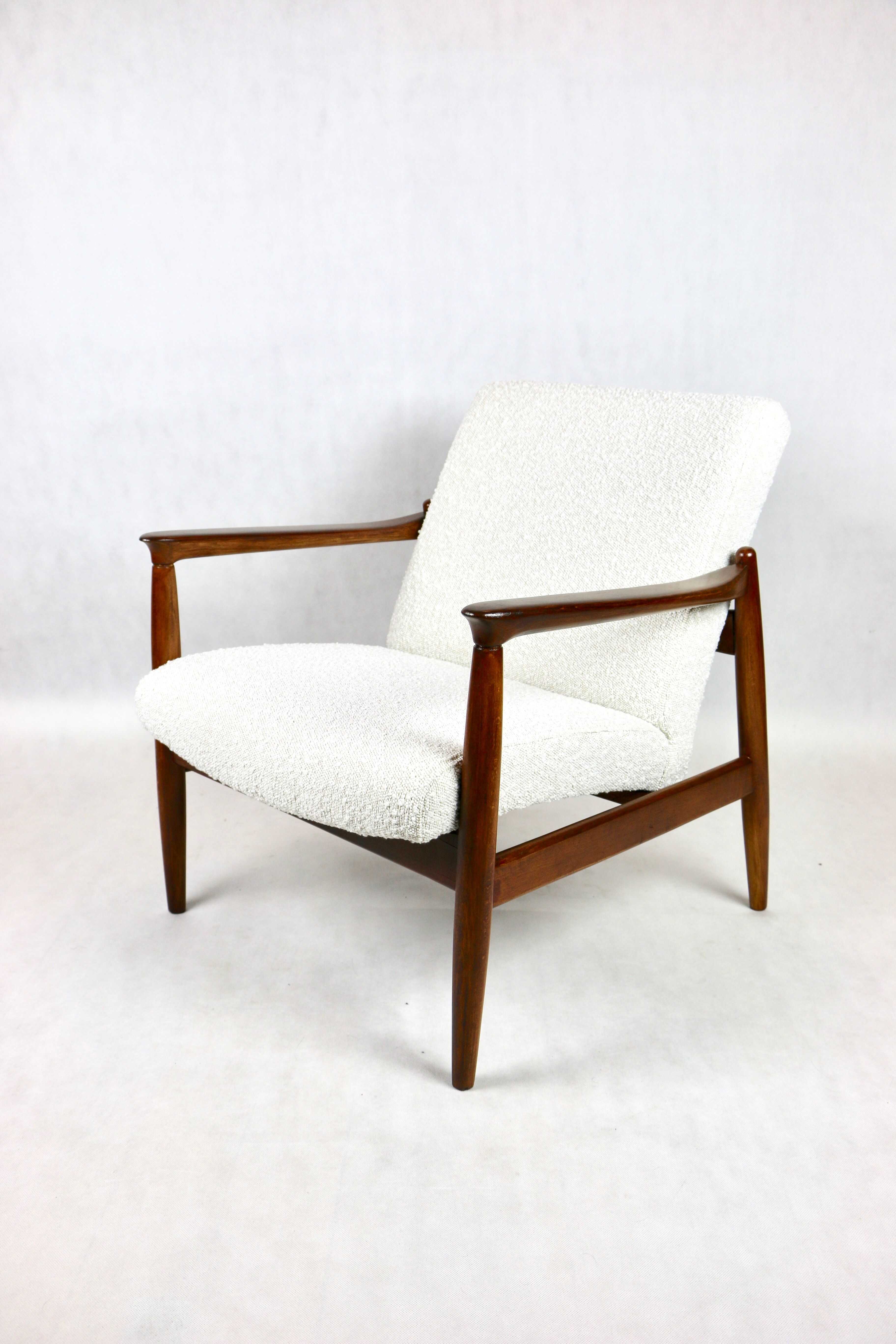 White Boucle GFM-64 armchair by Edmund Homa, 1970s