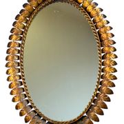 Miroir soleil en fer forgé des années 50 Italie