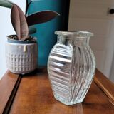 Hexagonal ribbed bulb vase
