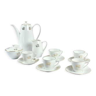 Bohemian Tea Set In Porcelain & Gold, Czechoslovakia 1950s