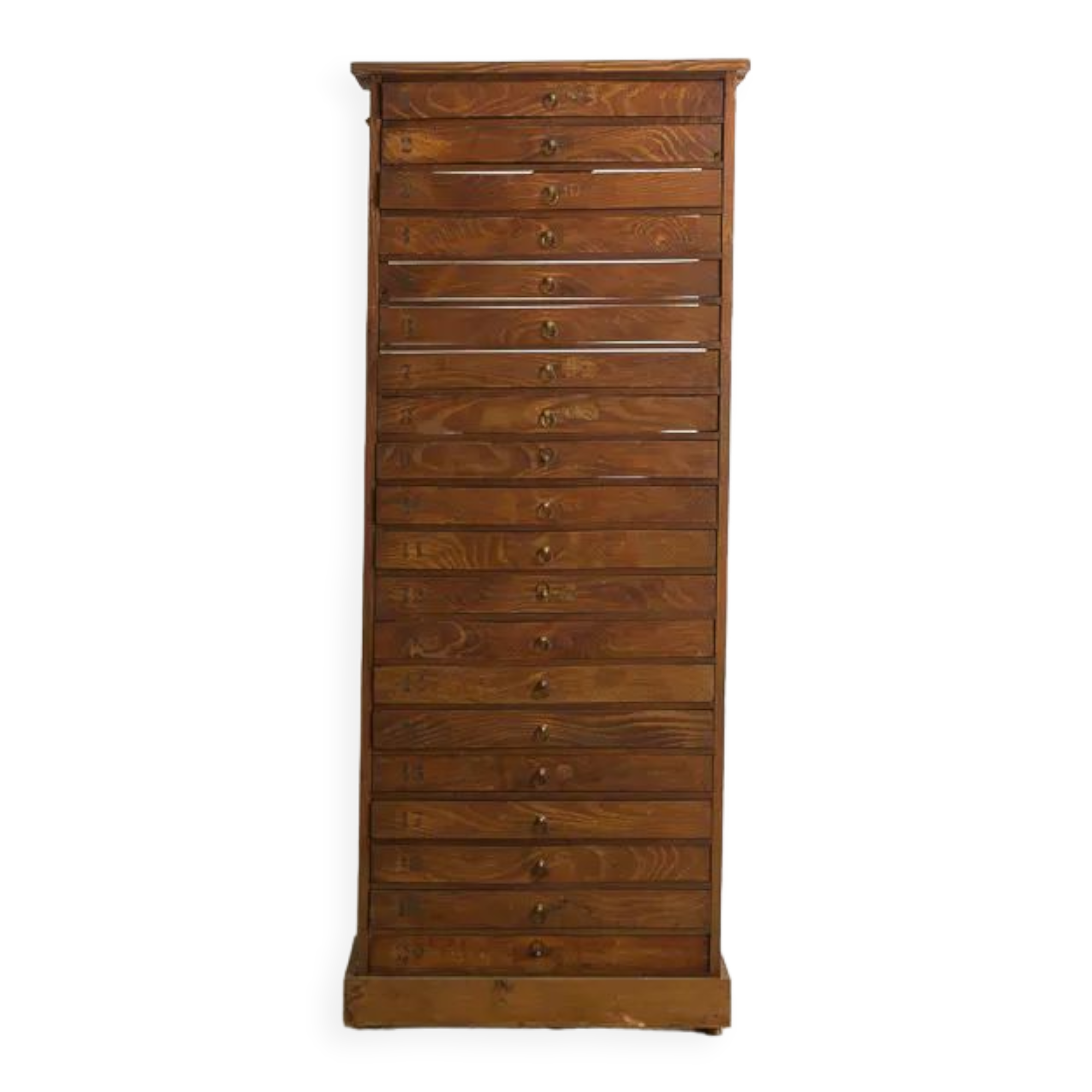 Solid wood column equipped with 20 drawers