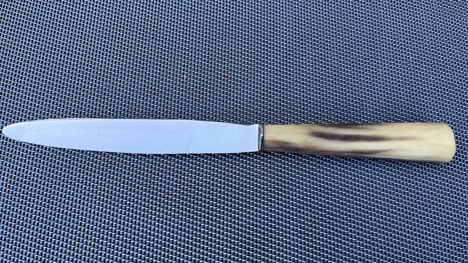 Box of 12 table knives and 12 vintage cheese knives