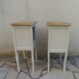 Pair of bedside tables, Elle and Lui, re-enchanted end tables in beige.