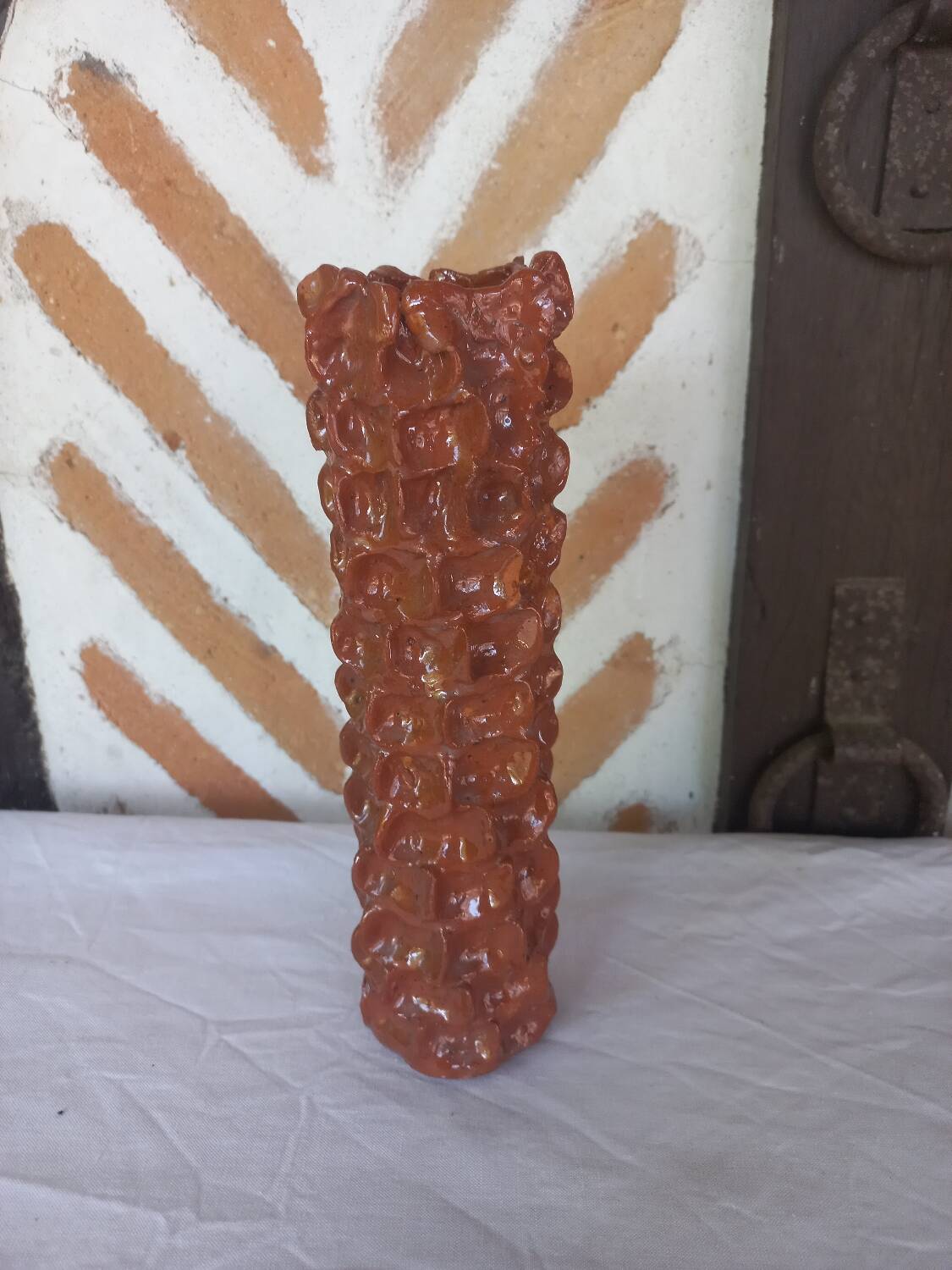 Enamelled earthenware vase