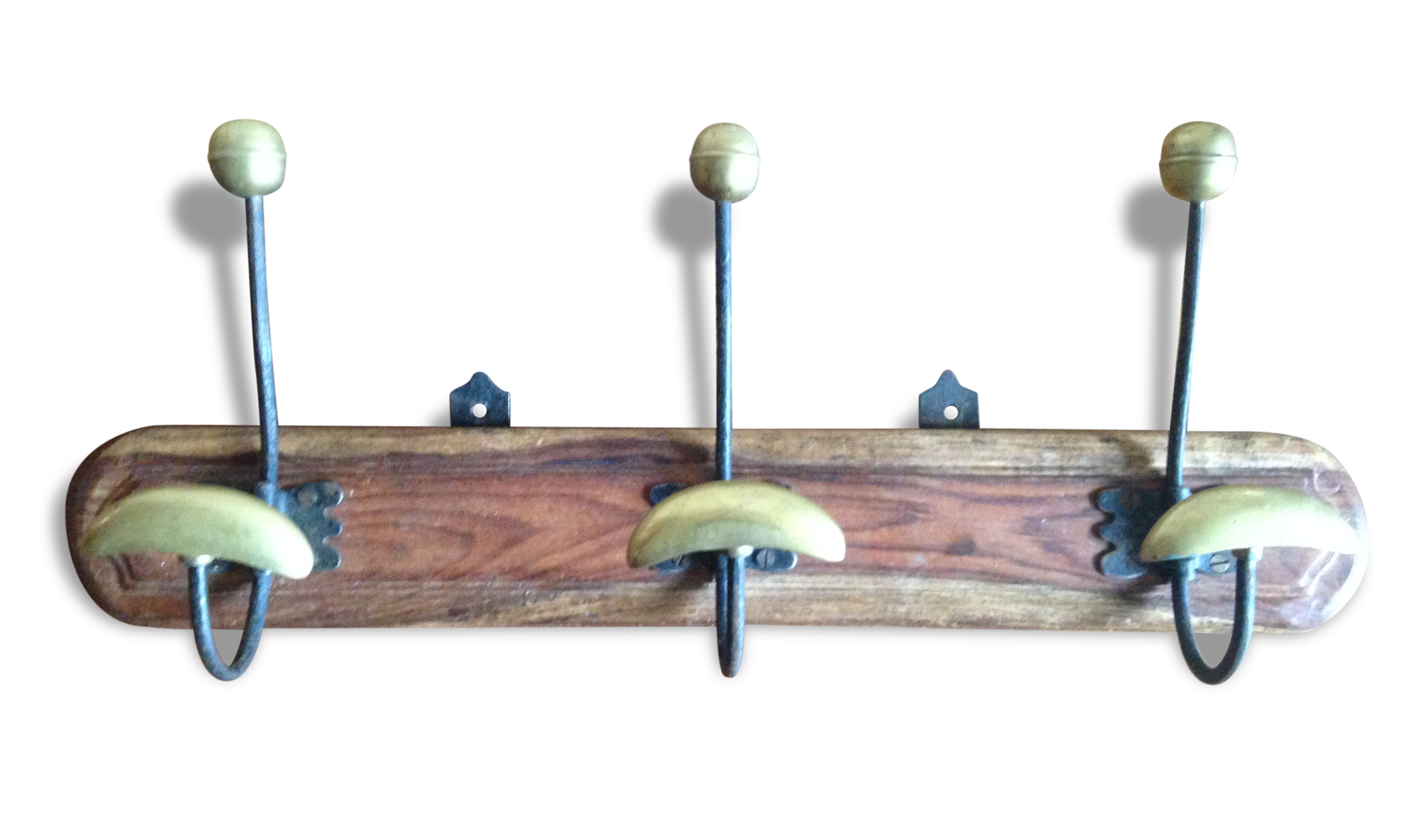 Coat rack wood and brass