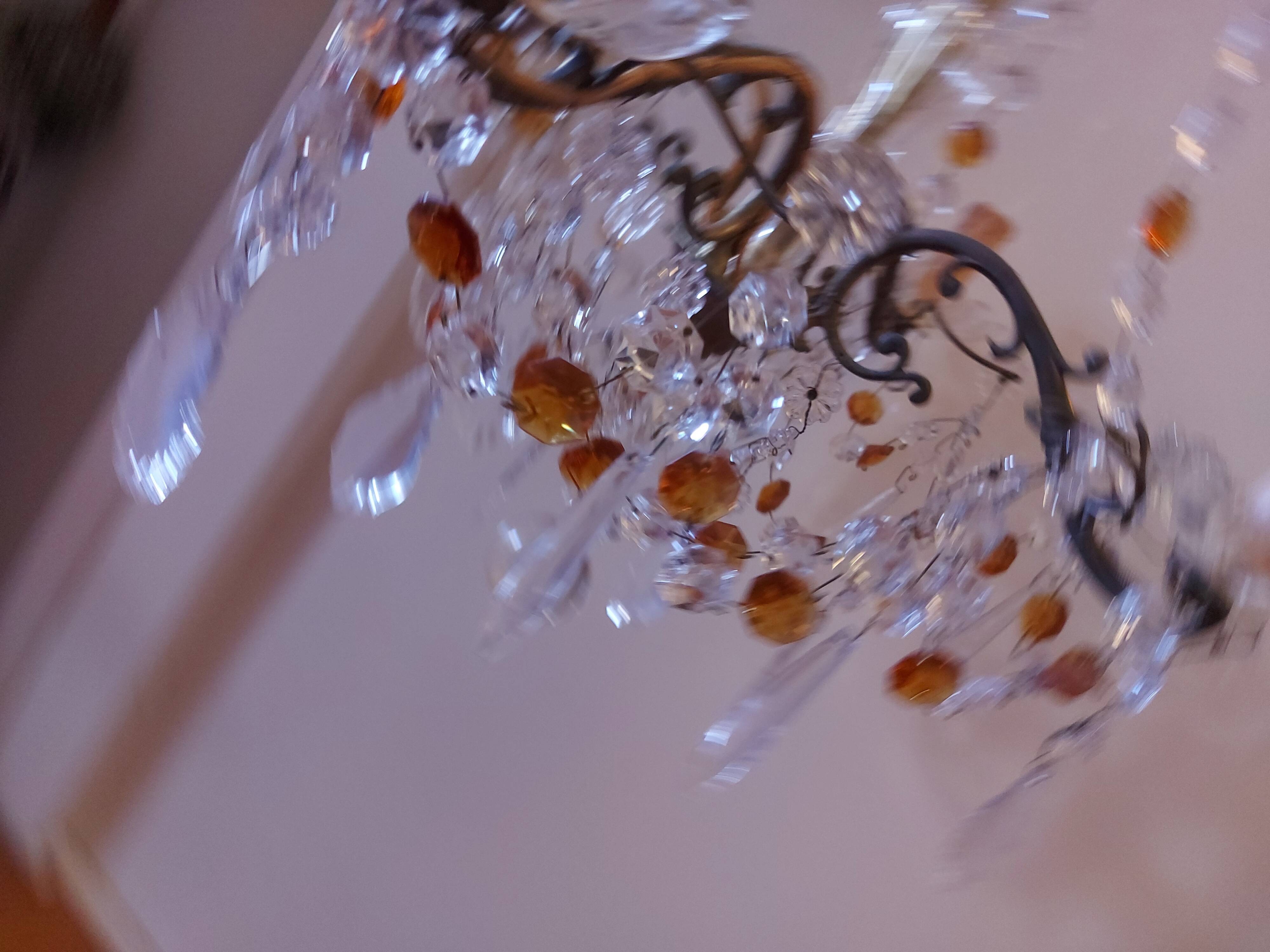 Chandelier to, colored crystal tassels