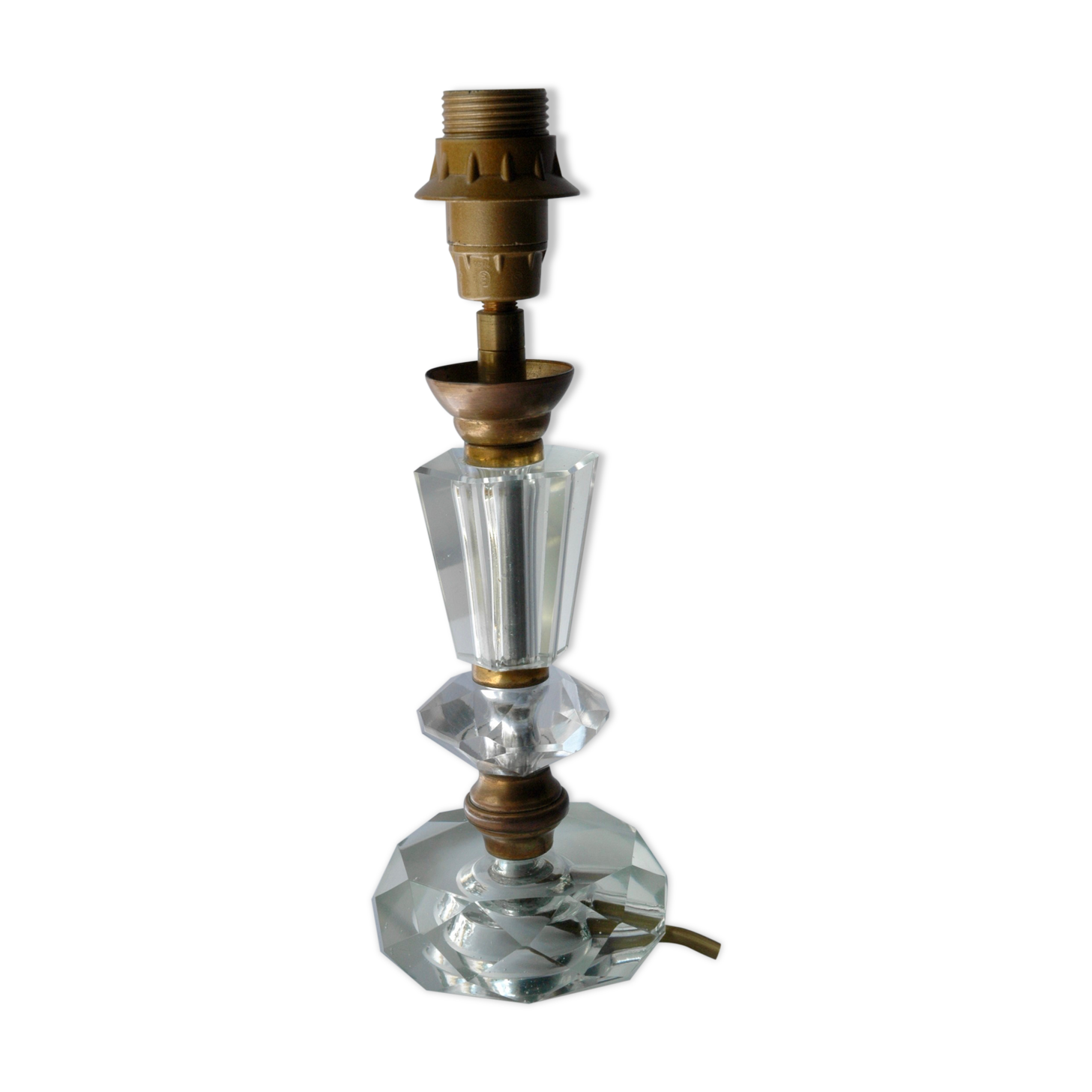 Glass and brass lamp foot