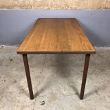 Table à manger industrielle bureau acier chêne massif