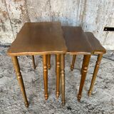 Set of 3 Vintage Nesting Tables with Turned Wooden Legs #D592