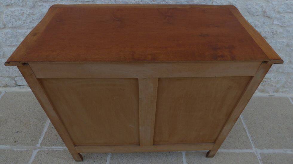 3-drawer solid natural wood chest of drawers with black handles - Completely restored