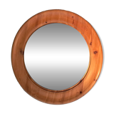 Round mirror in solid Swedish pine 1960/70 Vintage.