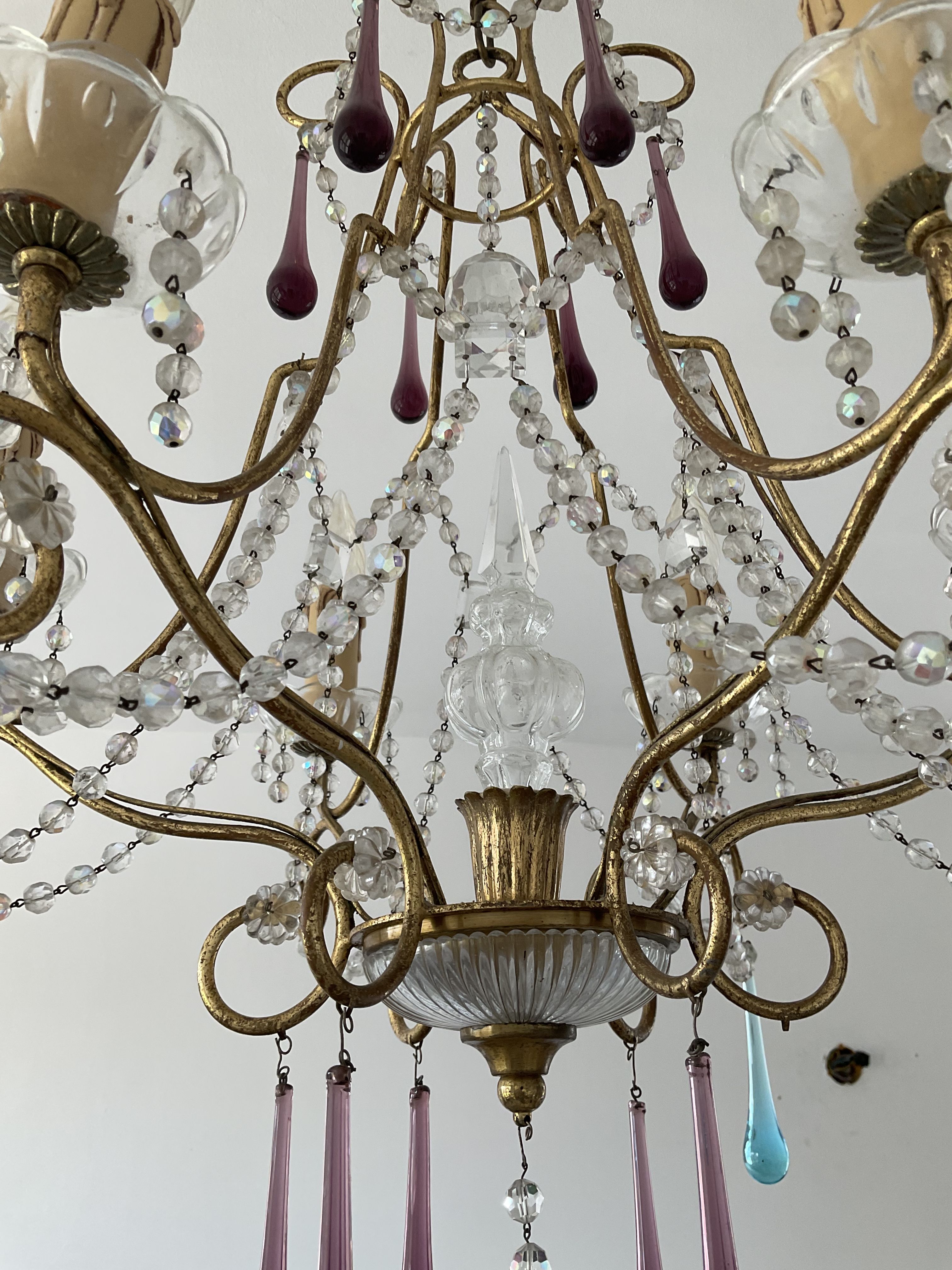 Italian chandelier of the 60s in De Murano glass