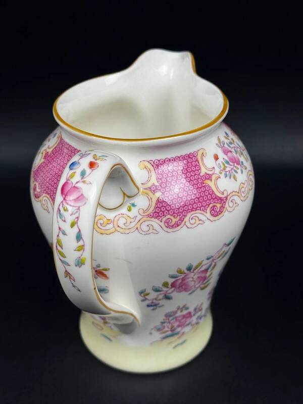 Elegant Minton Pink Cockatrice fine bone china pitcher 15.5cm