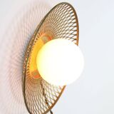 Mid-Century Intricate Wall Lamp in Brass and Opaline Glass, 1950s