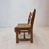Ensemble de 6 chaises rasoir en chêne brutaliste, France, années 1960