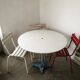 Guerin metal garden table, bistro table, cast foot
