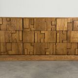 Brutalist Ashwood Sideboard with Sculptural Geometric Front