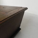 Ancien coffre en chêne, auge, coffre à couvertures XIXe siècle