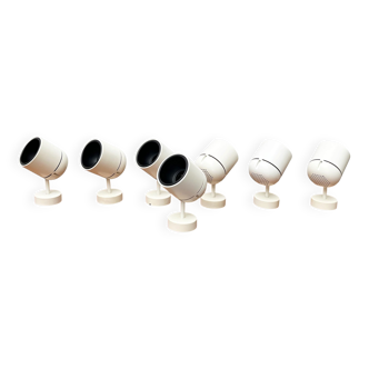 Mid-century German Space Age wall lamps or ceiling lights by Arnold Berges for Staff Leuchten, 1970s, set of 7.