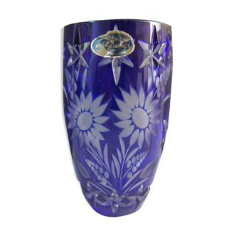 Bruno Lehrer old blue crystal vase