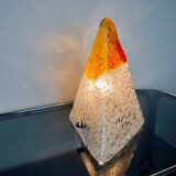 “Pyramid” lamp by Mazzega, orange frosted Murano glass, Italy, 1970